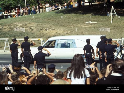 Elvis Presley funeral leaving Graceland Memphis Tennessee USA August ...