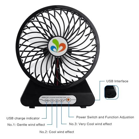 Touchshop Portable Usb Rechargeble Desktop Handhold Fan 5 Blades