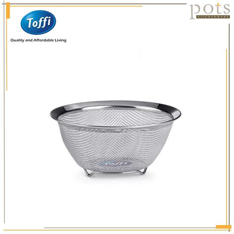 Toffi High Quality Stainless Steel Round Mesh Wide Rim Food Strainer