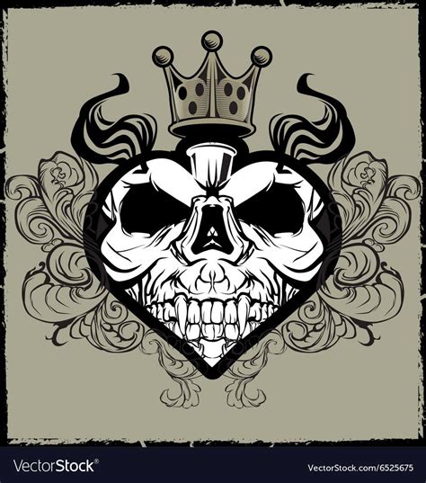 Skull Heart Tattoo Vector Image On Vectorstock Heart Tattoo Tattoos