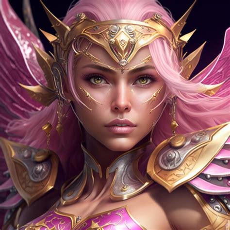 Premium Ai Image A Woman With Pink Wings And Gold Wings And A Pink