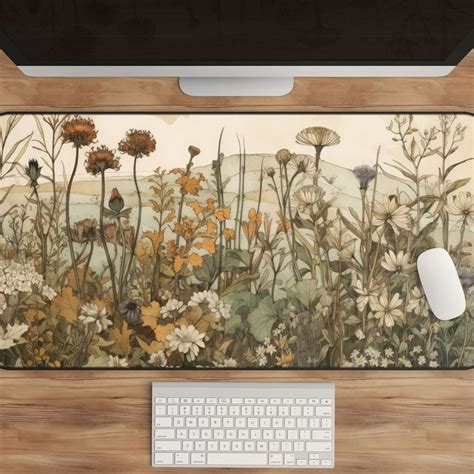 Cottagecore Desk Mat Floral Nature Mousepad Vintage Aesthetic Cute