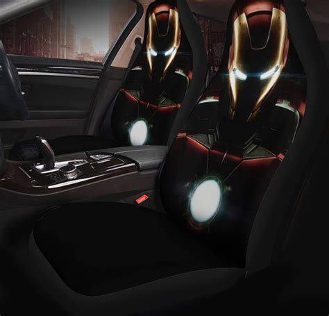 Superhero Iron Man Car Seat Covers Set Tony Stark Accessories Avengers ...