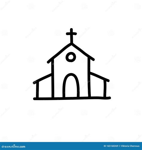 Church Doodle Icon Vector Illustration Stock Illustration