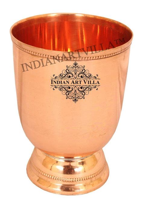 IndianArtVilla Handmade Pure Copper Wine Glass 450 ML Boon To Health