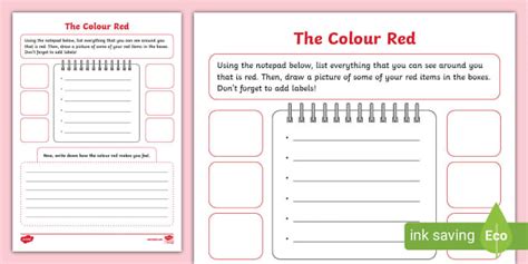 The Colour Red Listing Activity Red Teacher Made Twinkl