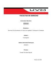 Investigacion Ahd Pdf Facultad De Derecho Licenciatura Ejecutiva