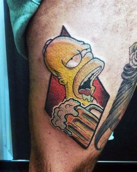 50 Comical Homer Simpson Tattoo Designs For Men