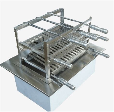 Braseiro Aço Carbono 70x48 E Grill Grelha 4 Espts Borda Inox