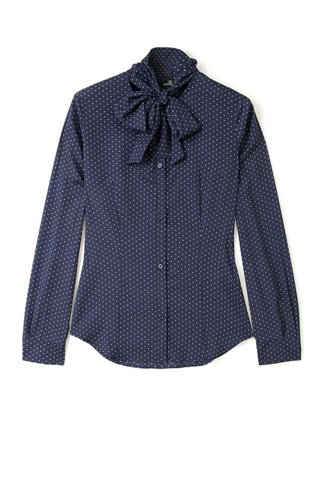 Pussy Bow Blouse Fashion Outlet Discount Designer Moschino Fashion Branding Polka Dots