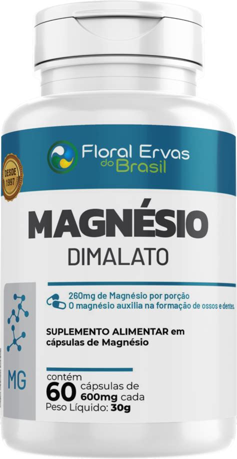 Magnésio Dimalato 60 cápsulas Floral Ervas do Brasil