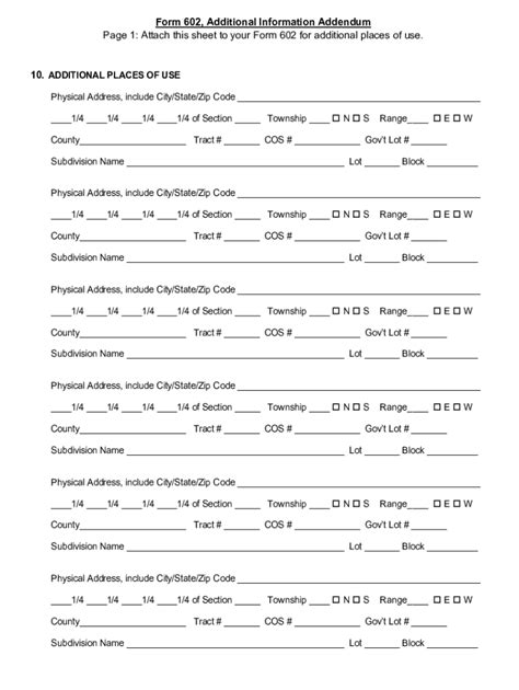 Fillable Online Dnrc Mt Form Additional Information Addendum Page