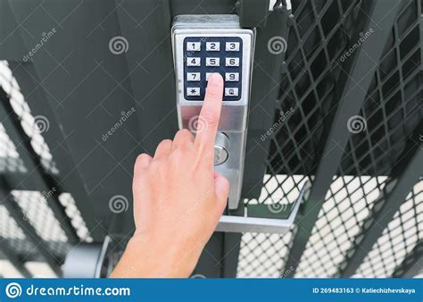 Opening A Mechanical Keypad Gate Lock Stock Image Image Of System