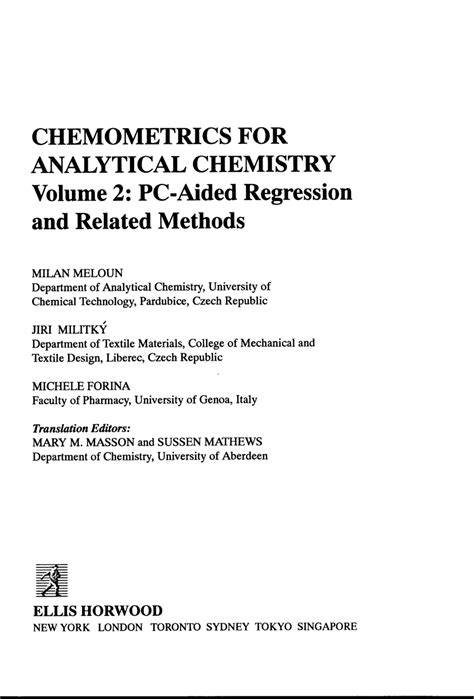 PDF Book 022 Chemometrics For Analytical Chemistry Vol 2 PC Aided