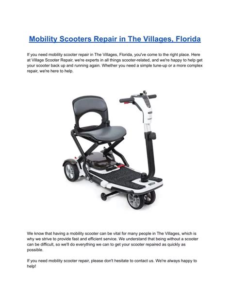 Ppt Mobility Scooters Repair In The Villages Florida Powerpoint