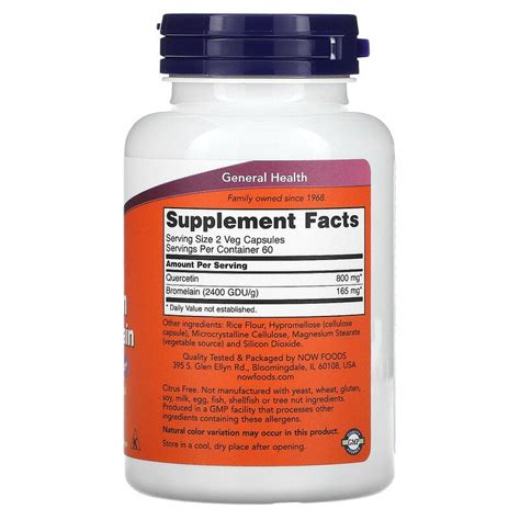 Buy Now Foods Quercetin With Bromelain 120 Capsules