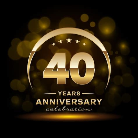 Premium Vector 40th Anniversary Logo Design With Golden Color And Ring For Birthday Event Logo