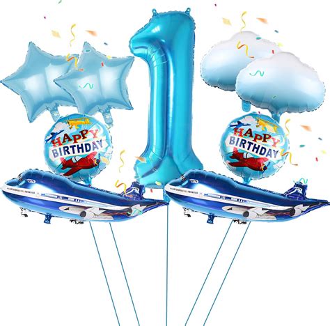 Pcs Large Blue Airplane Balloon Blue Airplane St Birthday Mylar