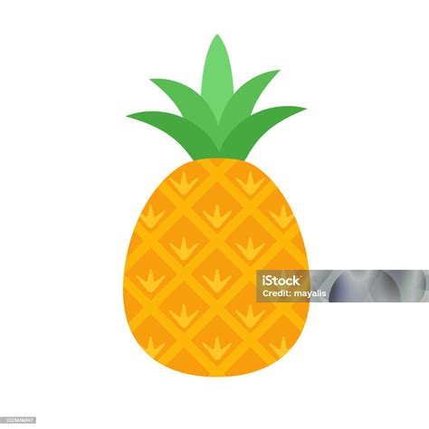 Pineapple Fruit Icon Flat Design Stock Illustration Download Image Now Pineapple Cute