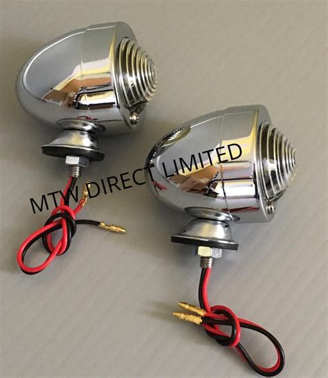 Pair Custom Chrome Marker Lights Trike Bike Clear Lens Clear Bulb Ebay