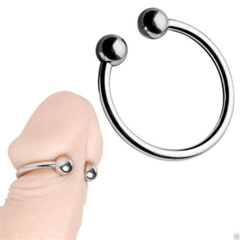 Male Glans Penis Ring Dual Ball Stainless Steel Cock Head Sex Increase