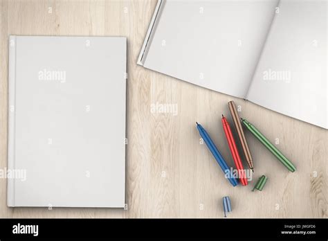 blank book with pen top view Stock Photo - Alamy