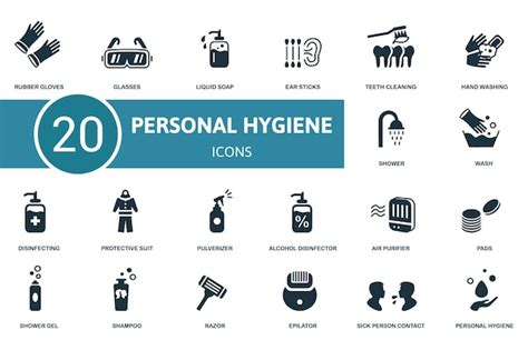 El Conjunto De Iconos De Higiene Personal Contiene Iconos Editables