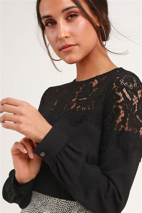 Picture This Black Long Sleeve Lace Top Lace Top Long Sleeve Black