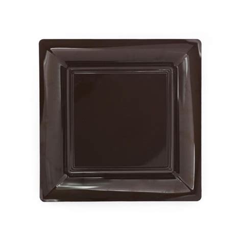 Assiette carrée chocolat 18x18 cm en plastique jetable les 12 SOURIRE