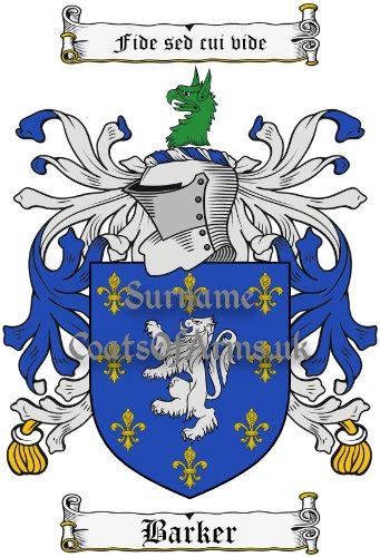 Barker (English) Coat of Arms (Family Crest) Image Download