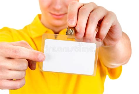 Man show a Badge stock photo. Image of finger, shirt - 109243150