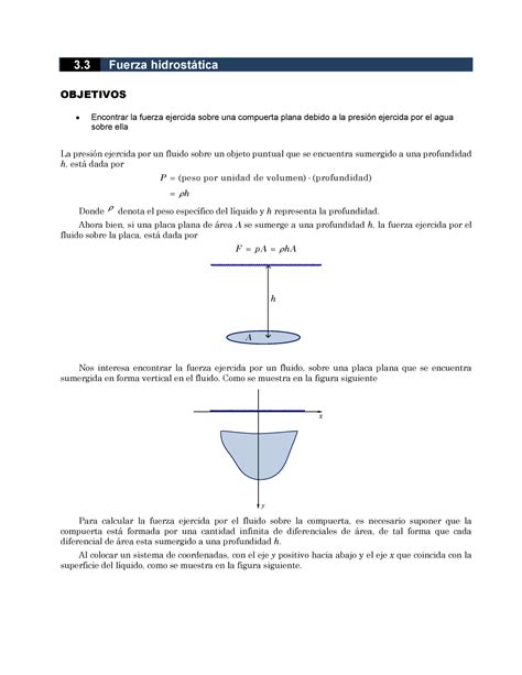 Resolucion De Integrales En El Tema Fuerza Hidrostatica Fuerza