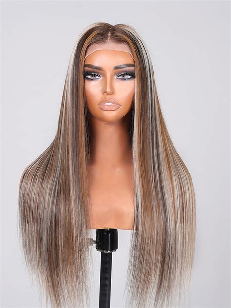 Unice X Lace Front Ash Blonde With Silver Highlight Straight Wig