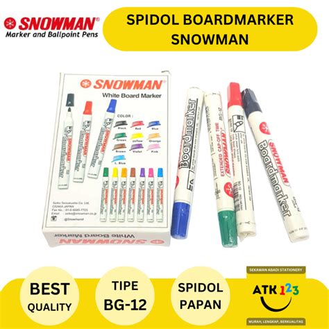 Jual Spidol Whiteboard Boardmarker Spidol Papan Tulis Snowman BG 12