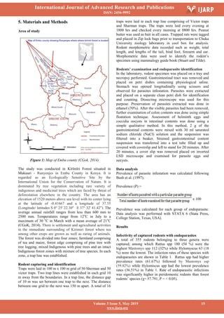 Assessment Of Wild Rodents Endoparasites In Kirimiri Forest In Embu