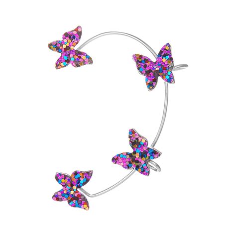 Clearance Eqwljwe Sequins Zircon Butterfly Earrings For Women Girls