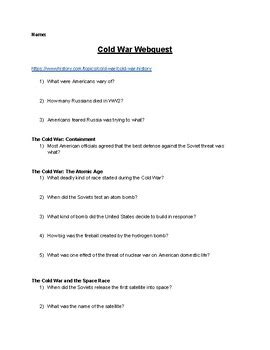 Cold War Webquest By Katie Rohde Tpt