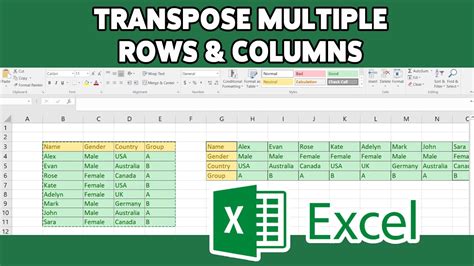 How To Transpose Multiple Rows And Columns In Excel Rearrange