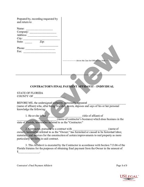 Broward Florida Contractor S Final Affidavit Form Construction