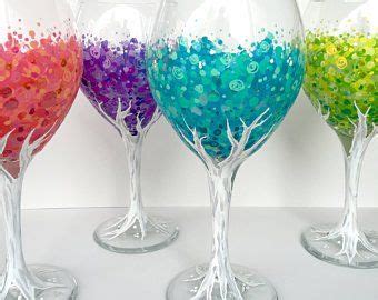 Blossom Collection Color Burst Wineglass Set Of Etsy Wine Glass