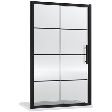 Hudson Reed Apex Matt Black Sliding Shower Door 1200mm Adsl12 E8