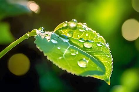 Premium AI Image A Green Leaf With Water Droplets On It