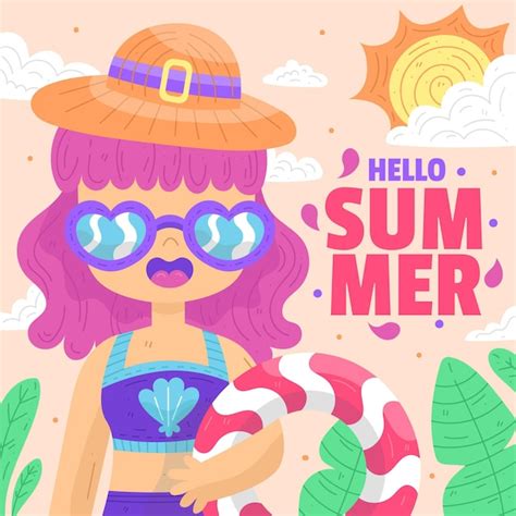 Free Vector Hand Drawn Hello Summer Concept