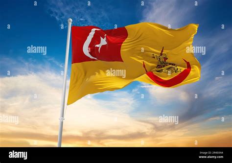 Official Flag Of Standard Of The Sultan Of Selangor Malaysia At Cloudy