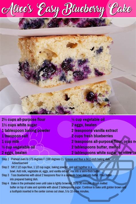 Alice S Easy Blueberry Cake Recipe