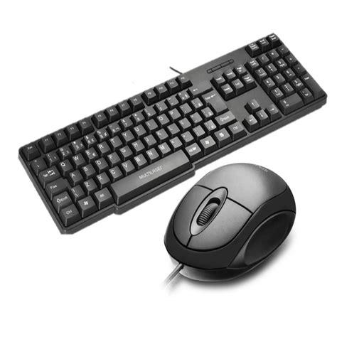 Kit Teclado Fio Multilaser Slim Usb Preto E Mouse C Fio Mo