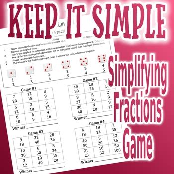 Keep it Simple - Simplifying Fractions Game by Jersey Teacher | TpT