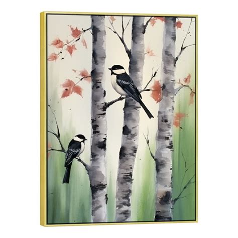 Nawypu Chickadees In The Birch Trees Canvas Wall Art Print Bird Home