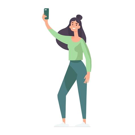 Ilustraci N Vectorial De Una Mujer Joven Tomando Un Selfie Vector Premium