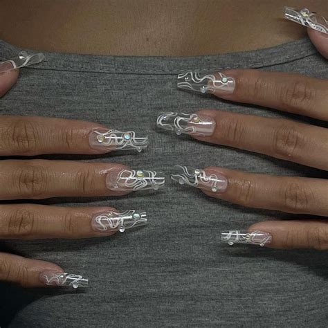 Chelle Da Nail Artist On Instagram “clear W Lines N Bubbles For Briannapd 🛁🤍 Inspo By Muse